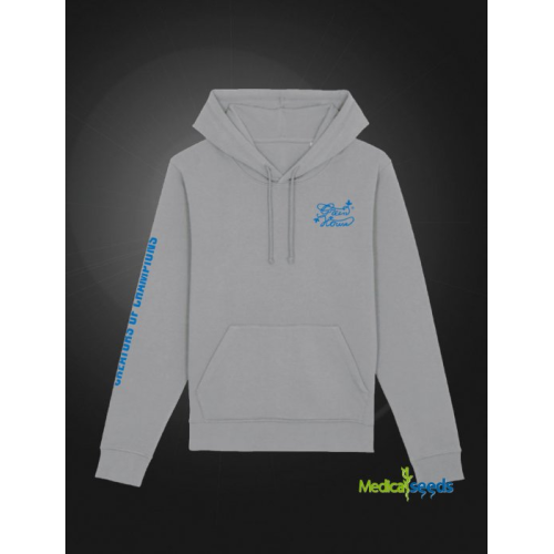 Mikina Creators Of Champions s kapucí bez zipu - šedá s modrým nápisem