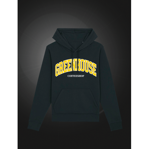 Mikina Green House University Coffeeshop s kapucí bez zipu - černá