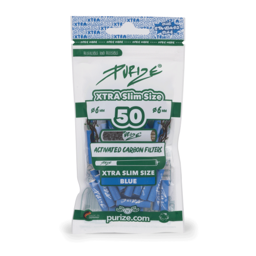 Purize Extra Slim carbon filters 50 pcs (6 mm) blue