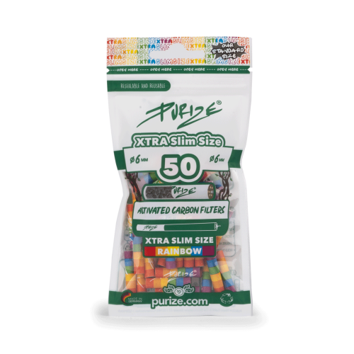 Purize Extra Slim carbon filters 50 pcs (6 mm) rainbow