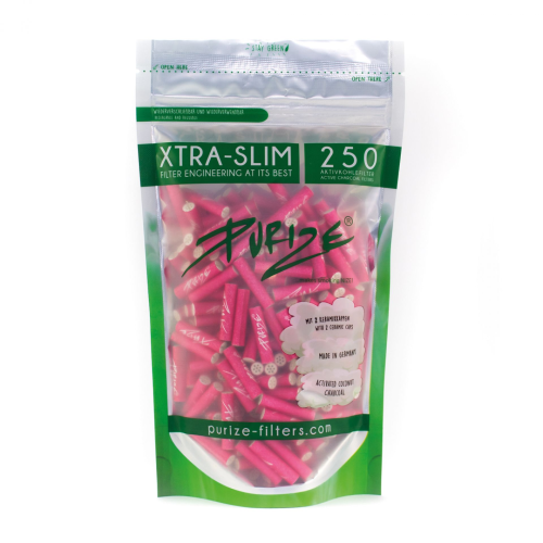 Purize Extra Slim uhlíkové filtry 250 ks (6 mm) pink