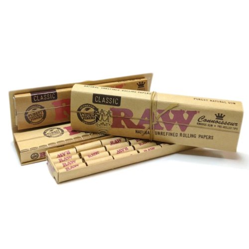 Papieriky Raw Classic Connoisseur Kingsize Slim s predrolovanými filtrami, 32 ks
