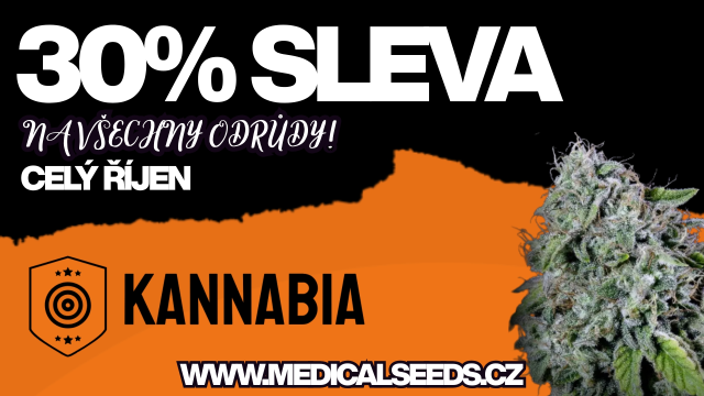 1.10. Kannabia: -30% na všechna semena (1. - 31. 10. 2026)